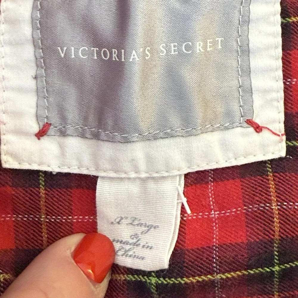 Victoria's Secret Red Plaid 2 Piece Pajama Set XL Holiday Christmas Heritage‎